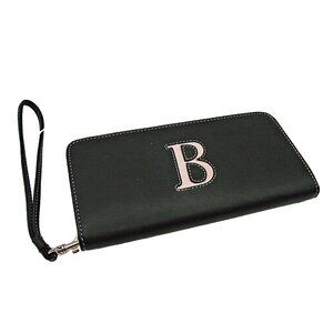 Liz Claiborne Initial B Perfect Clutch Wallet Solid Black Pink Wristlet Full Zip